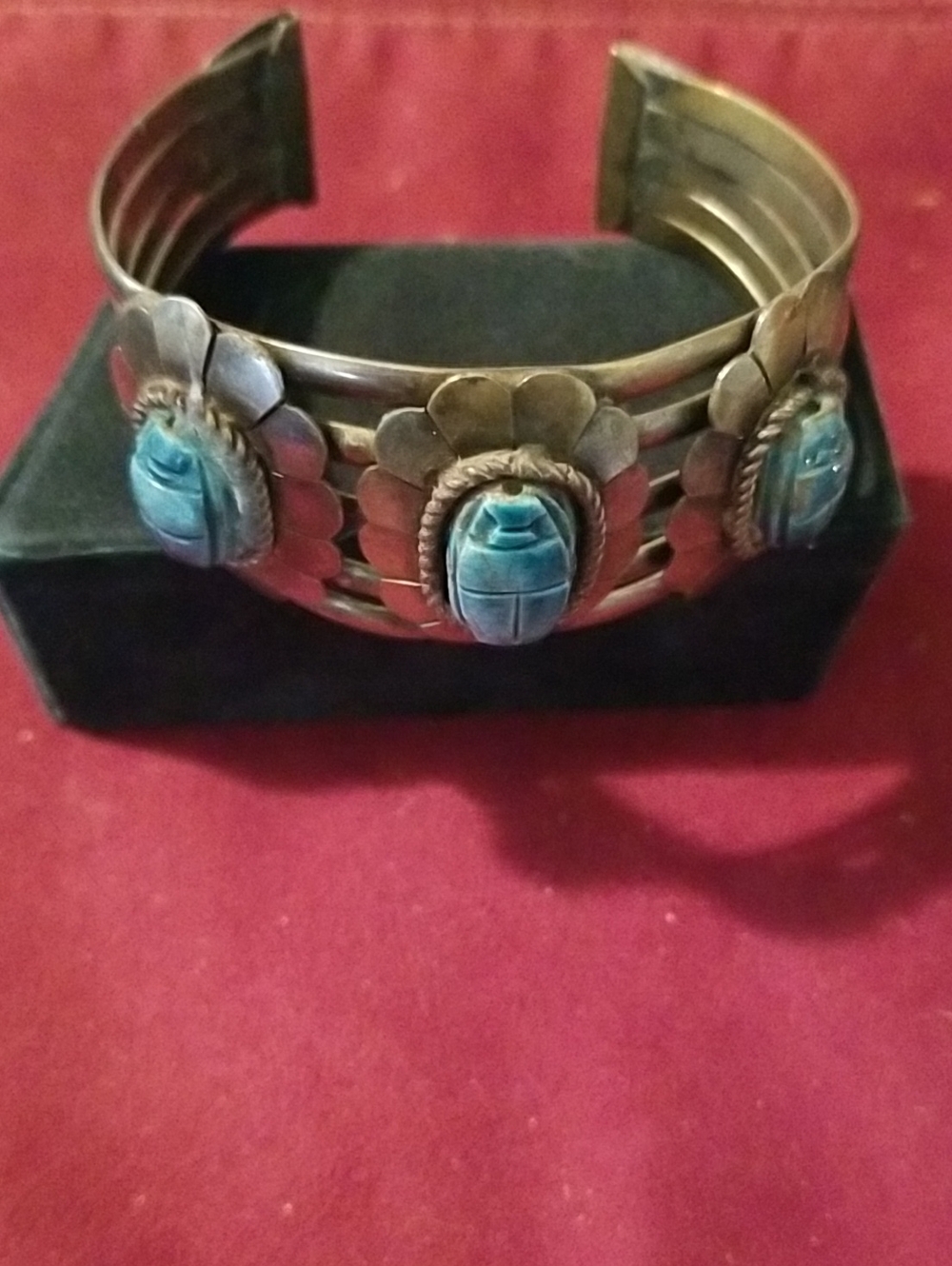 Egyptian revival Scarab Cuff Bracelet